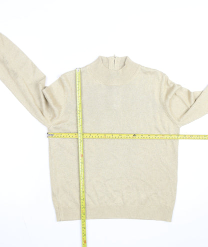 Drapers & Damons Women Beige Mock Neck Long Sleeve Pullover Jumper Size L