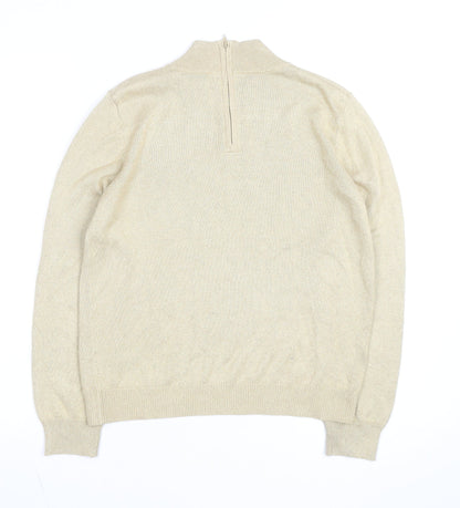 Drapers & Damons Women Beige Mock Neck Long Sleeve Pullover Jumper Size L
