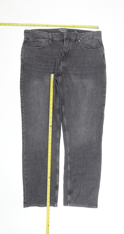 Marks and Spencer Men’s Grey Straight Fit Jeans 34R Performance Denim