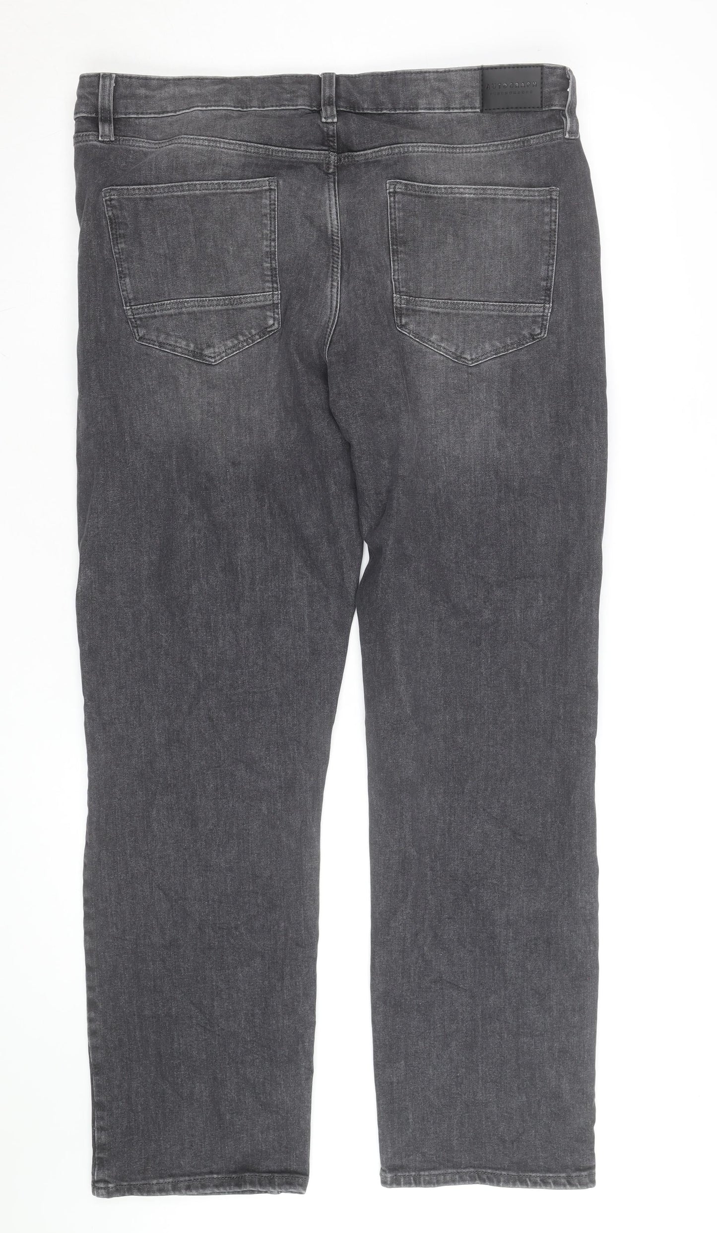 Marks and Spencer Men’s Grey Straight Fit Jeans 34R Performance Denim