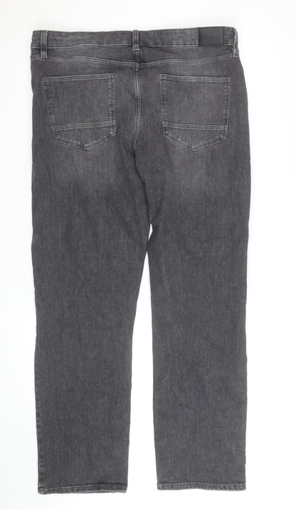 Marks and Spencer Men’s Grey Straight Fit Jeans 34R Performance Denim