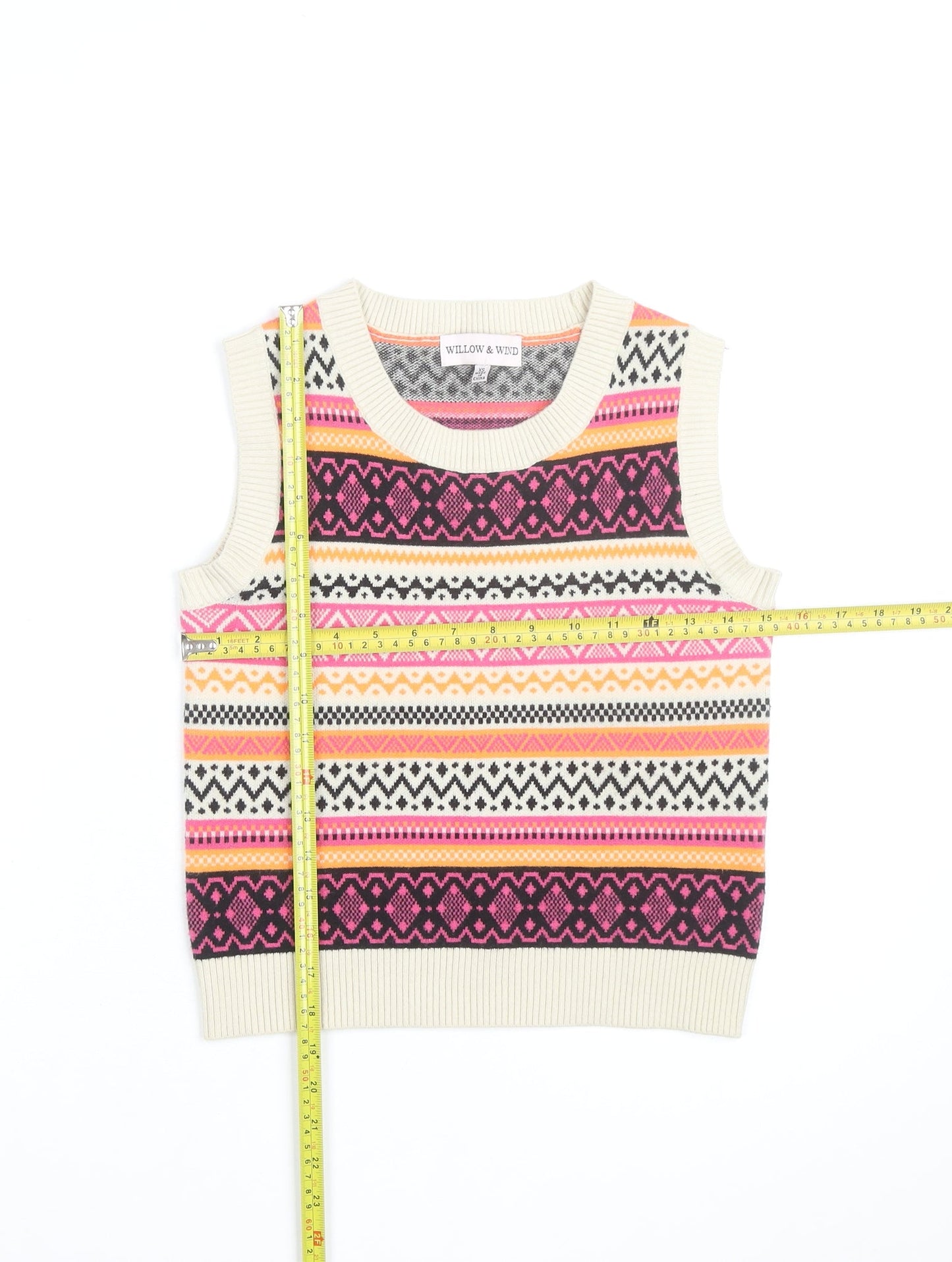 Willow & Wind Womens Multicoloured Fair Isle Knit Sleeveless Crop XS