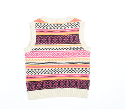 Willow & Wind Womens Multicoloured Fair Isle Knit Sleeveless Crop XS