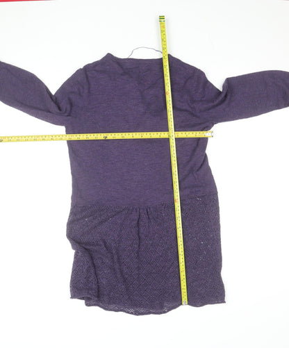 Fat Face Women Purple Size 12 Open Knit Cotton Viscose Cardigan