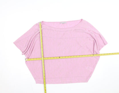Oliver Bonas Women’s Pink Linen Blend Cropped Knit T-Shirt Size 12
