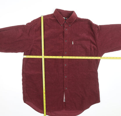 Esprit Men Red Corduroy Button-Up Long Sleeve Shirt L