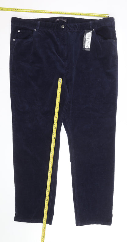 Marks and Spencer Womens Blue Corduroy Stretch Trousers Size 22