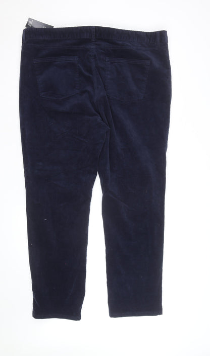 Marks and Spencer Womens Blue Corduroy Stretch Trousers Size 22