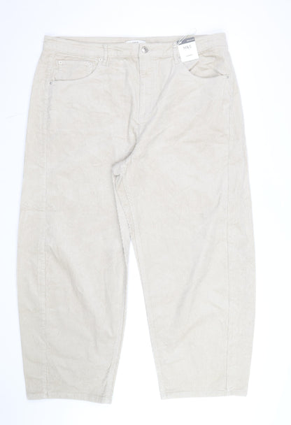 Marks and Spencer Womens Beige Corduroy Cargo Trousers Size 20 Regular