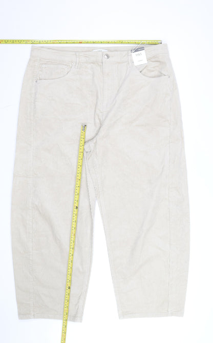 Marks and Spencer Womens Beige Corduroy Cargo Trousers Size 20 Regular