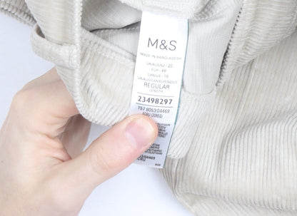 Marks and Spencer Womens Beige Corduroy Cargo Trousers Size 20 Regular