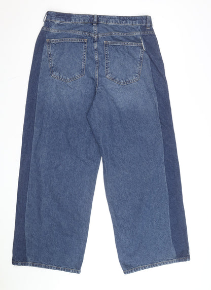 Marks and Spencer Women's Blue Wide-Leg High-Rise Jeans Size 12