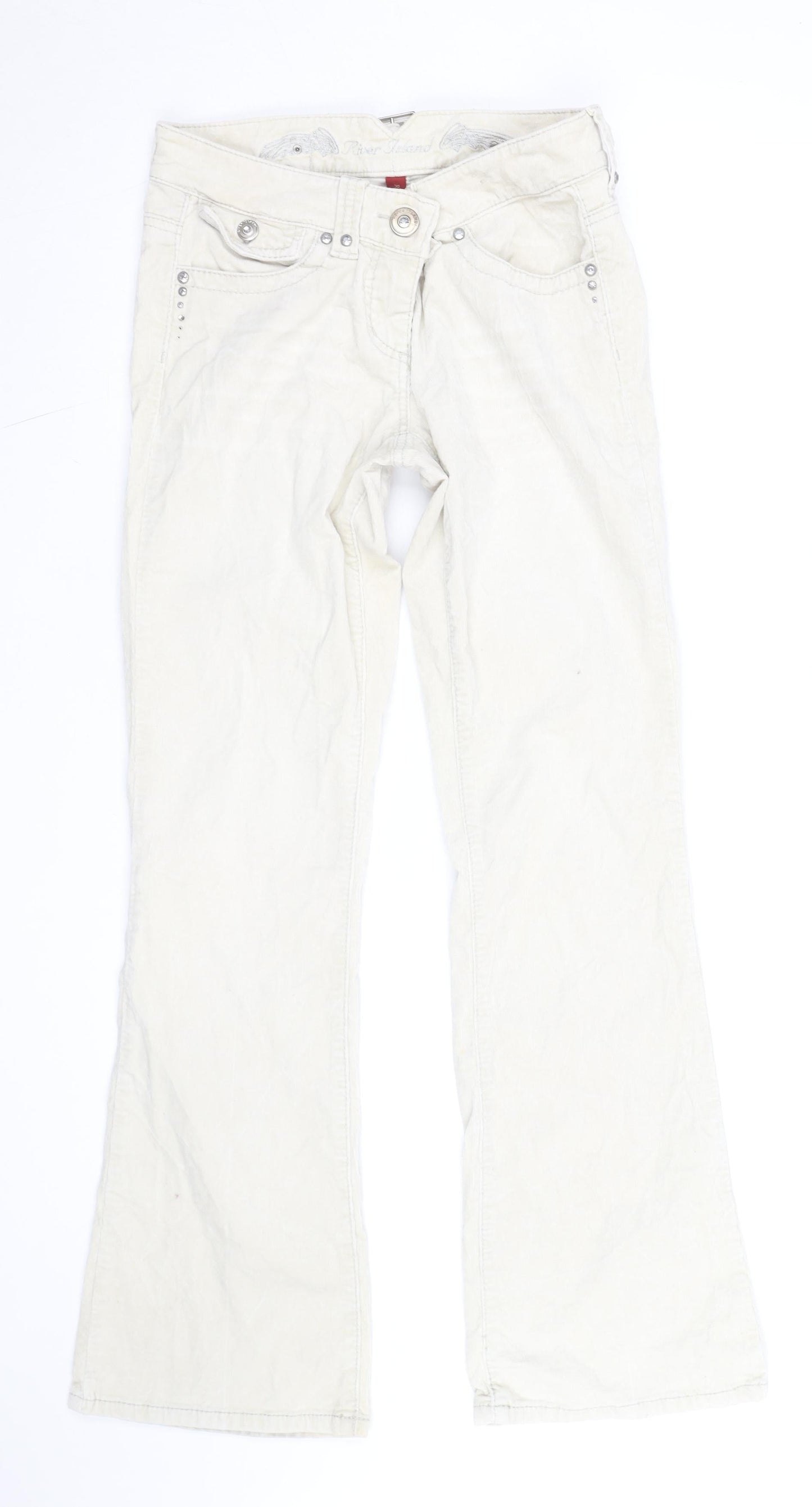 River Island Womens Ivory Corduroy Bootcut Jeans Size 8