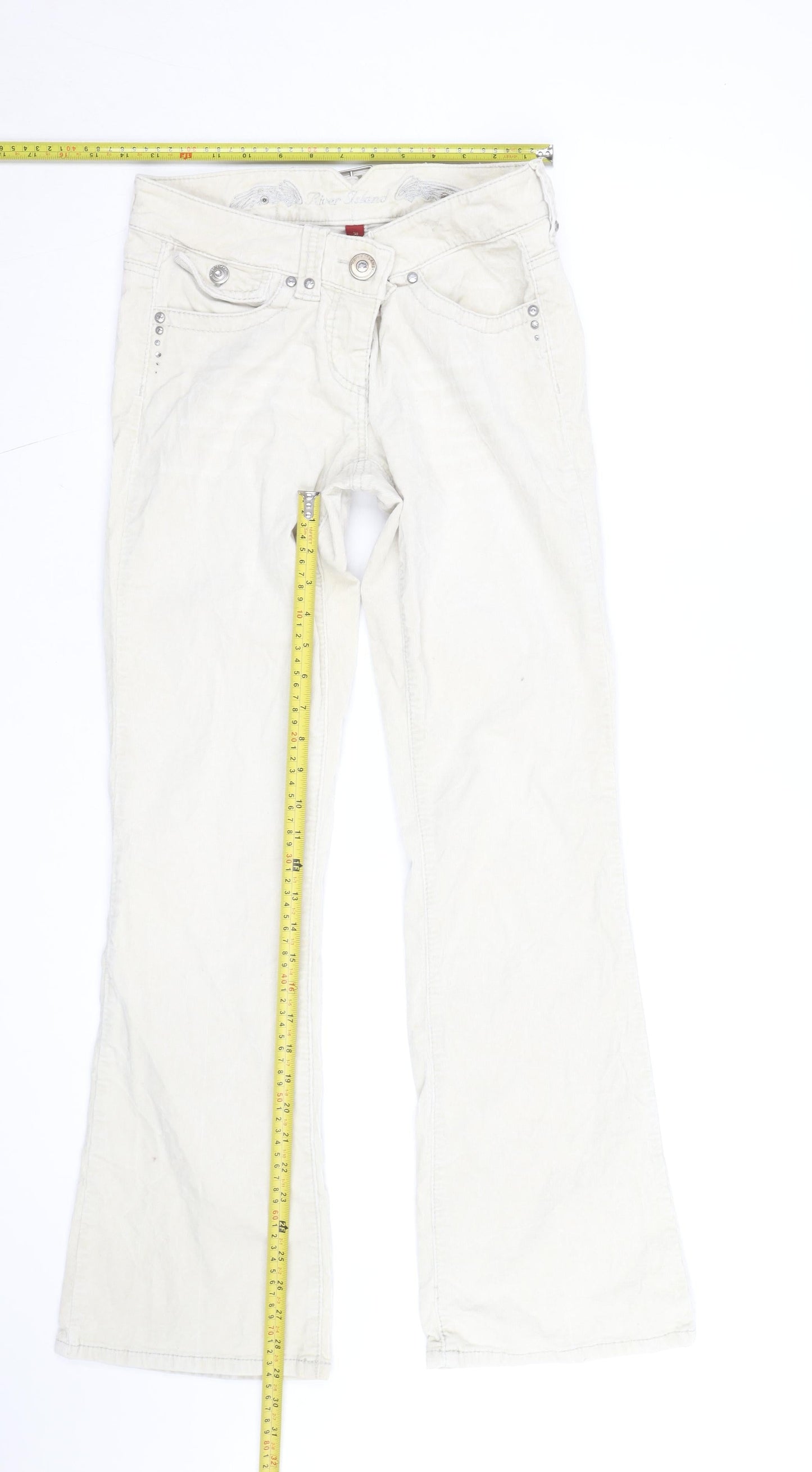 River Island Womens Ivory Corduroy Bootcut Jeans Size 8