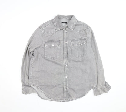 Tu Women Grey Denim Shirt Jacket Size 10 Button Casual