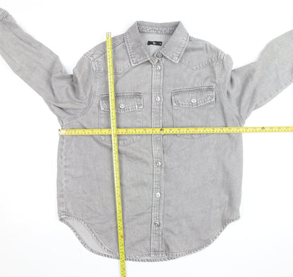 Tu Women Grey Denim Shirt Jacket Size 10 Button Casual