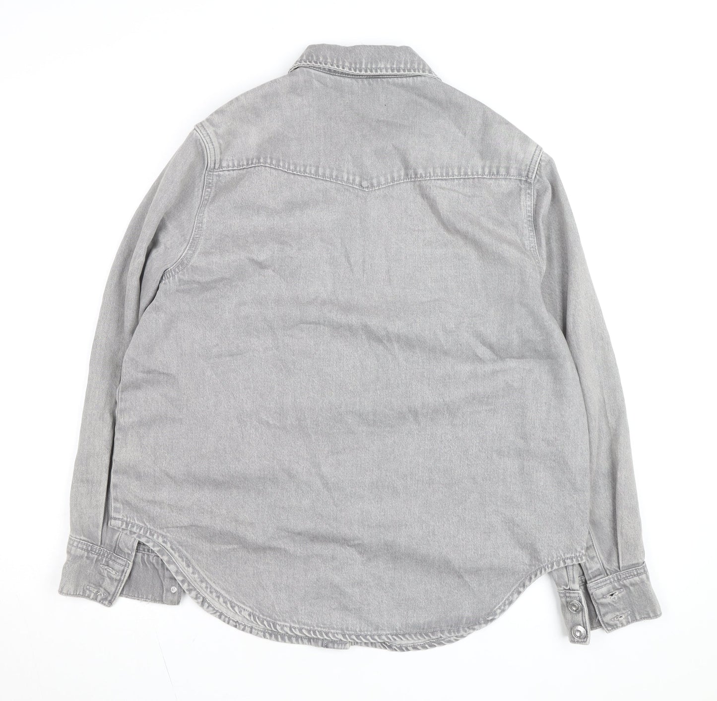 Tu Women Grey Denim Shirt Jacket Size 10 Button Casual