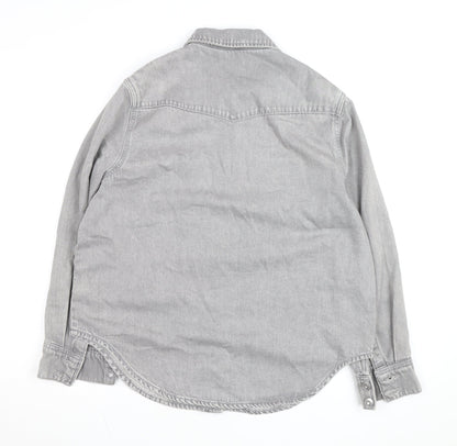 Tu Women Grey Denim Shirt Jacket Size 10 Button Casual