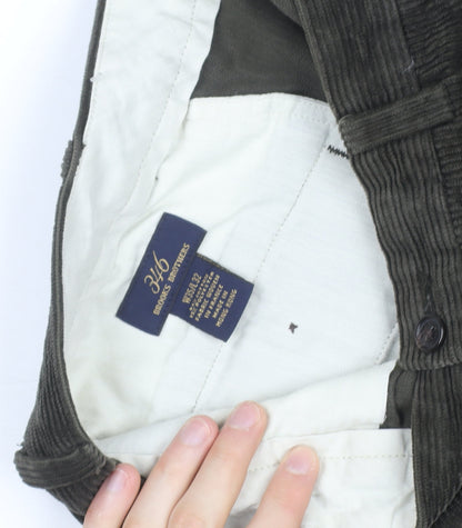 Brooks Brothers Men's Brown Corduroy Pleated Trousers 34W 32L Regular Fit
