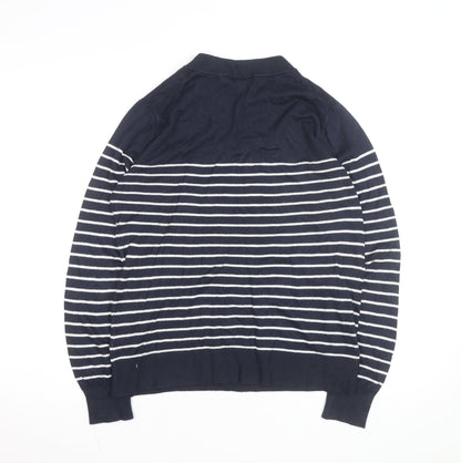 NEXT Men's Blue Striped Cotton Crew Neck Jumper Size M