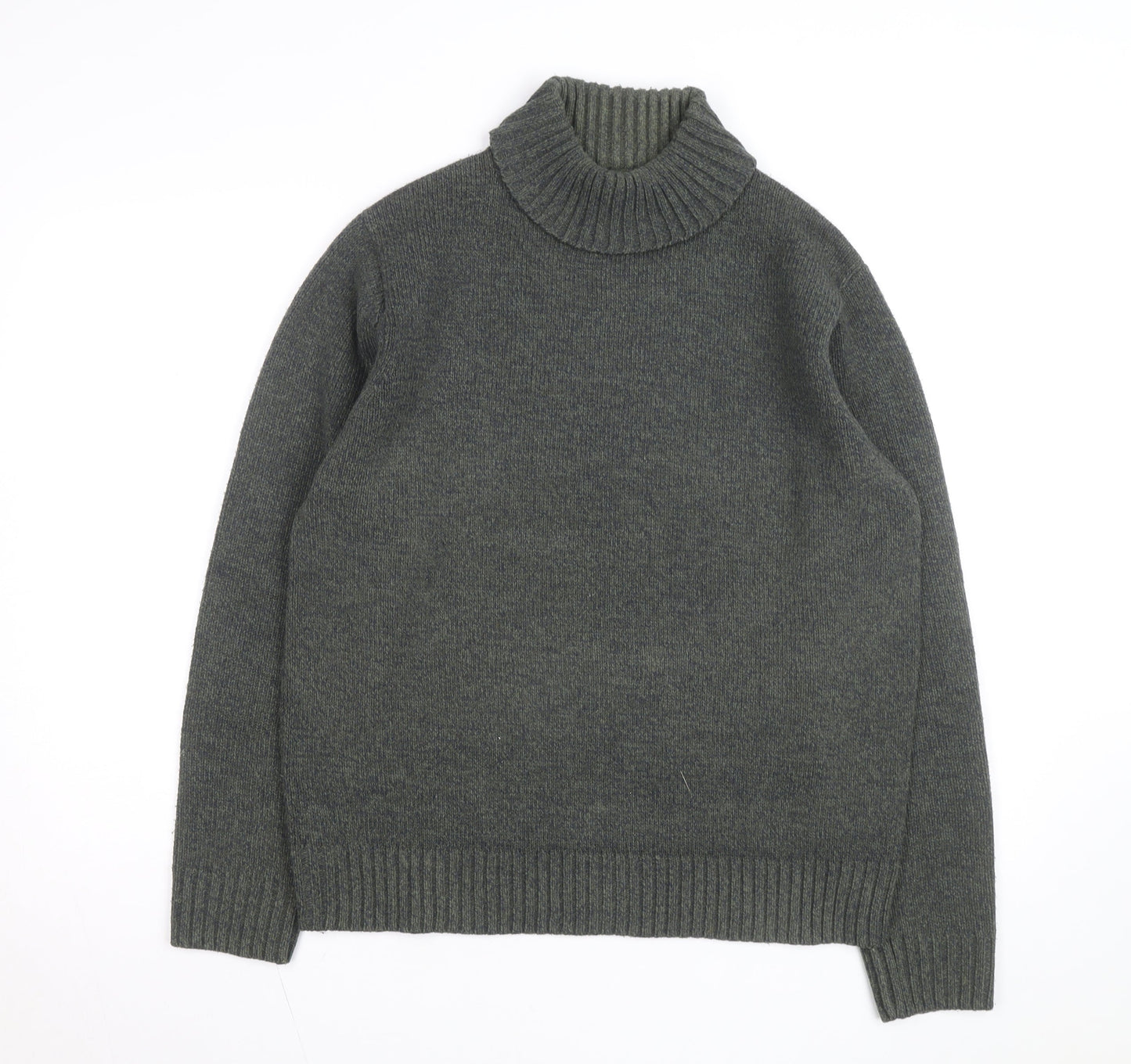 Marks and Spencer Men's Grey Wool Roll Neck Jumper Medium