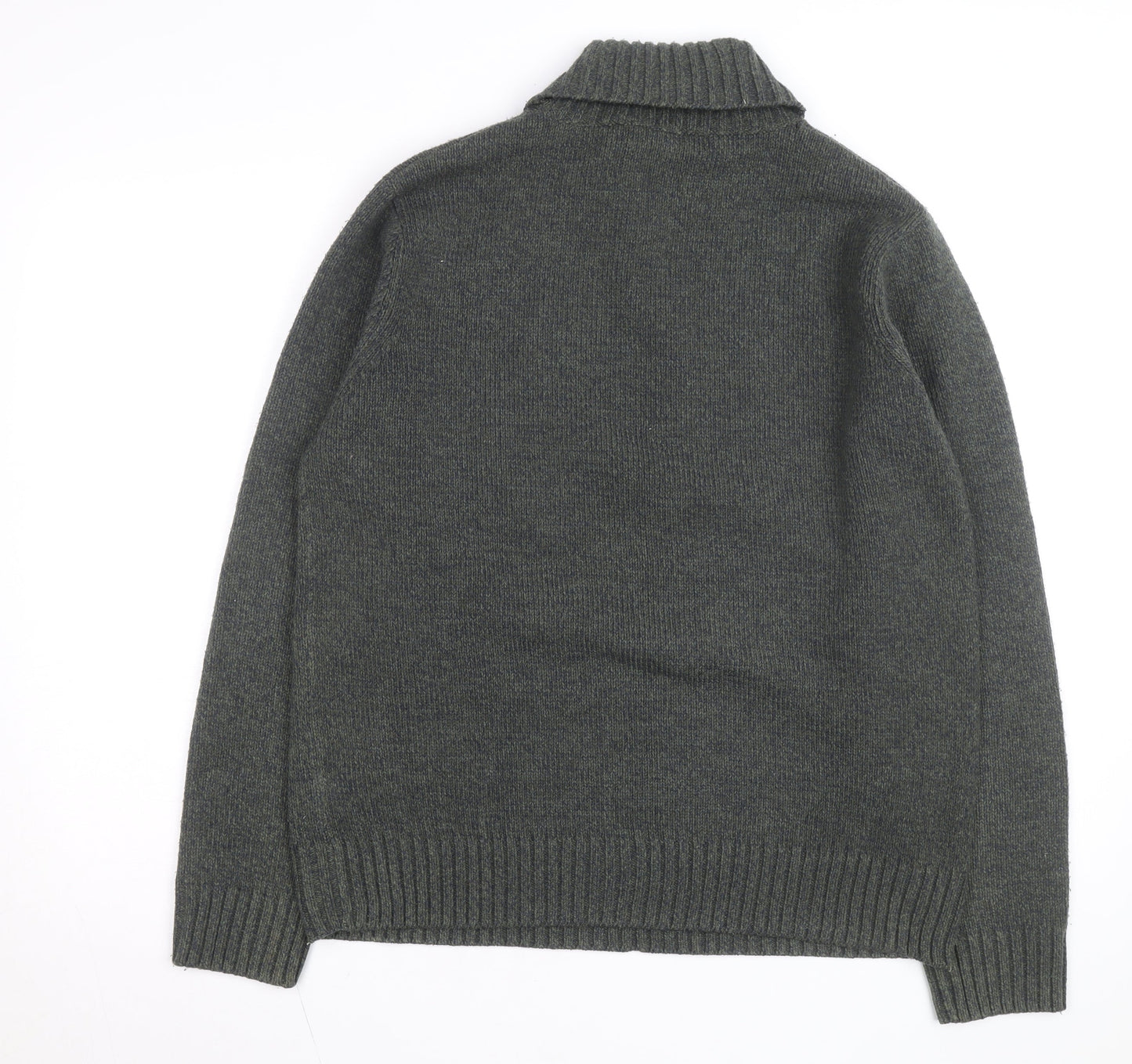 Marks and Spencer Men's Grey Wool Roll Neck Jumper Medium