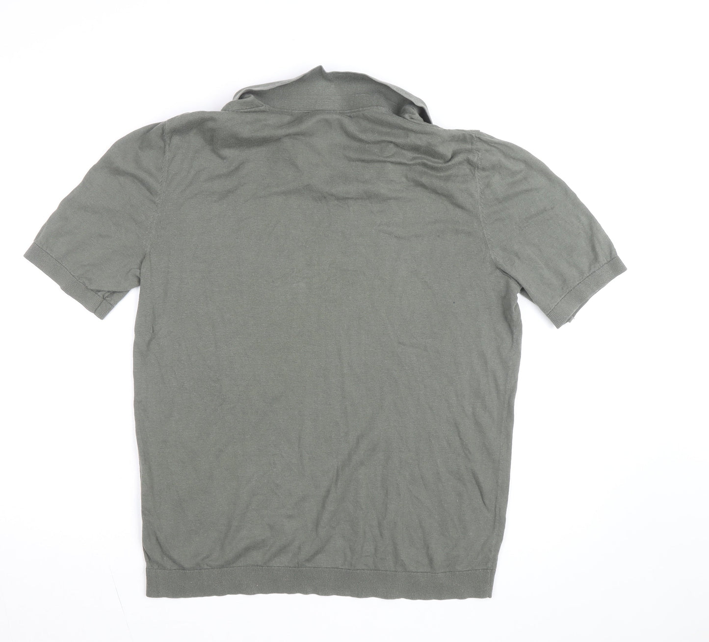 Arket Men’s Green Cotton Linen Short Sleeve Polo Shirt Size M