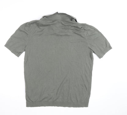 Arket Men’s Green Cotton Linen Short Sleeve Polo Shirt Size M