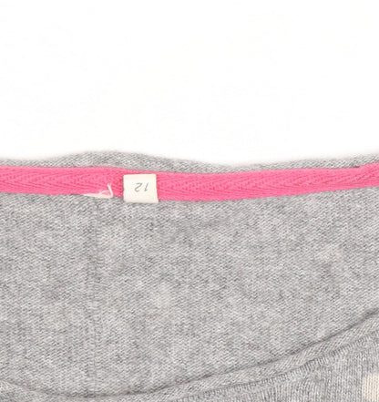 White Stuff Women's Grey Polka Dot Wool Blend Long Sleeve Top Size 12