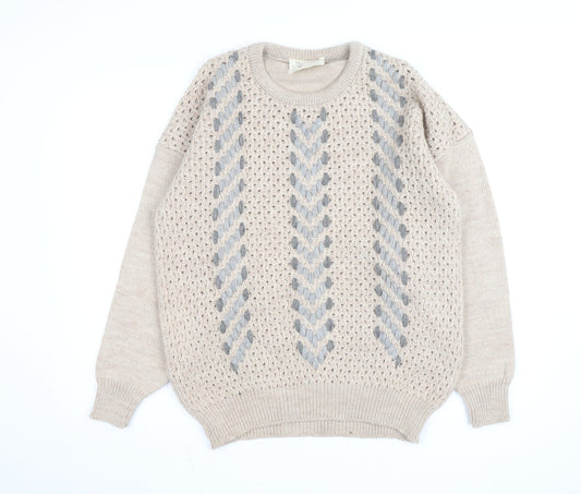 Welsh Country Knitwear Men's Beige Wool Chunky Pullover Jumper M