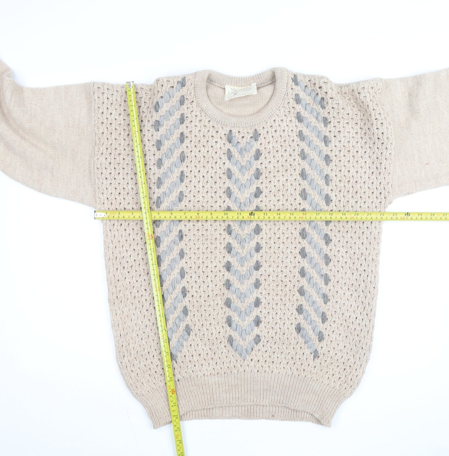 Welsh Country Knitwear Men's Beige Wool Chunky Pullover Jumper M