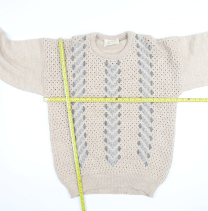Welsh Country Knitwear Men's Beige Wool Chunky Pullover Jumper M