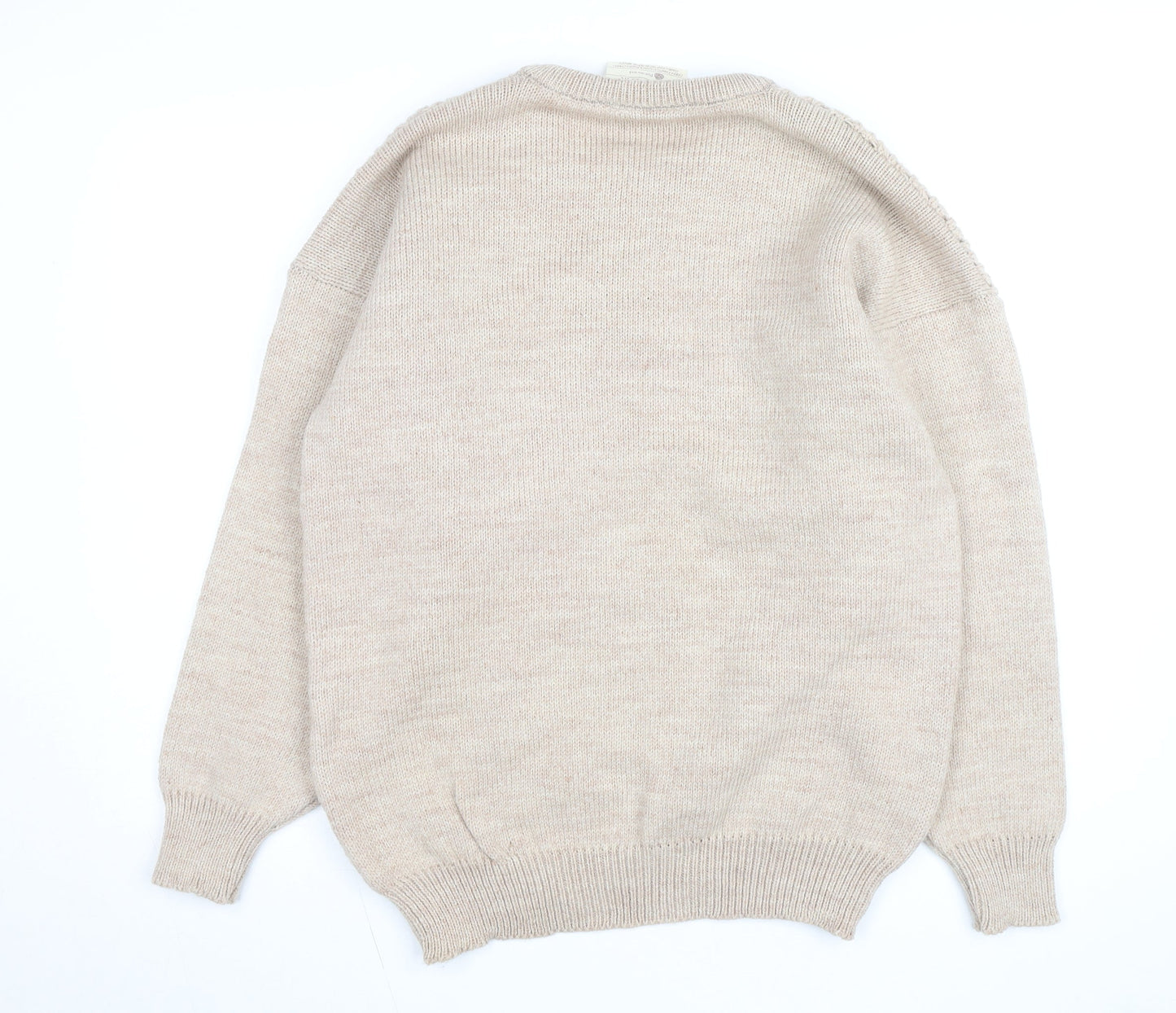 Welsh Country Knitwear Men's Beige Wool Chunky Pullover Jumper M
