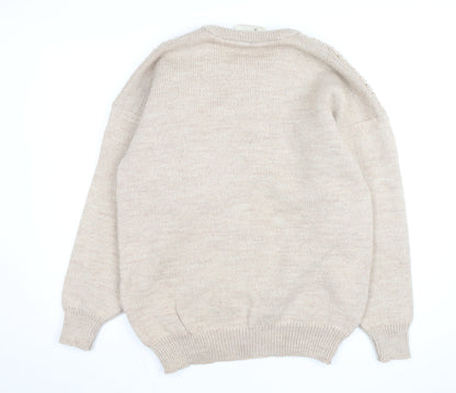 Welsh Country Knitwear Men's Beige Wool Chunky Pullover Jumper M