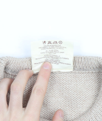 Welsh Country Knitwear Men's Beige Wool Chunky Pullover Jumper M