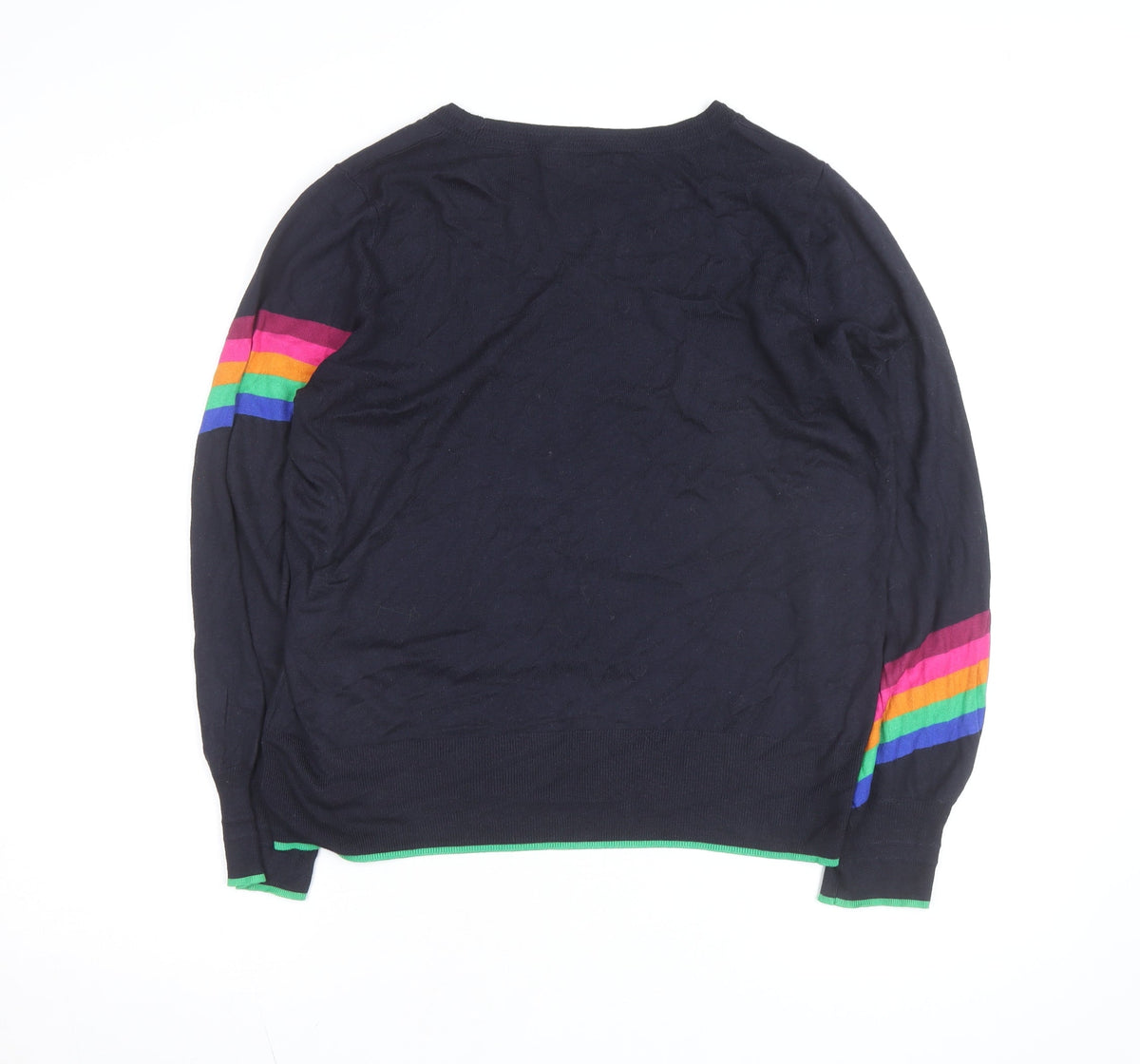 Next Women’s Blue Rainbow Stripe Crew Neck Cotton Jumper Size 16