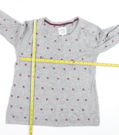 Mantaray Women’s Grey Bird Knit Jumper Size 12 Pullover