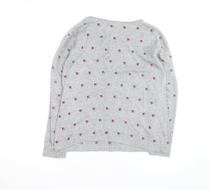 Mantaray Women’s Grey Bird Knit Jumper Size 12 Pullover