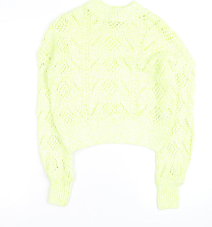 River Island Women’s Yellow Open-Knit Pullover Jumper Size S