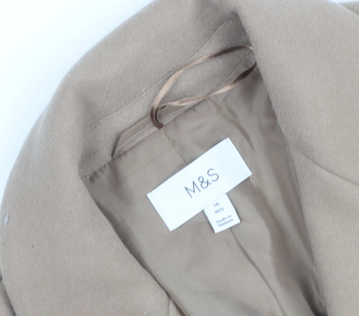 Marks and Spencer Women’s Beige Wool Blend Long Overcoat Size 16