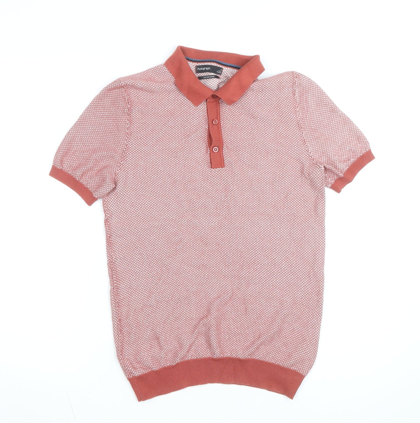 Marks and Spencer Autograph Men's Red Cotton Blend Polo Shirt M