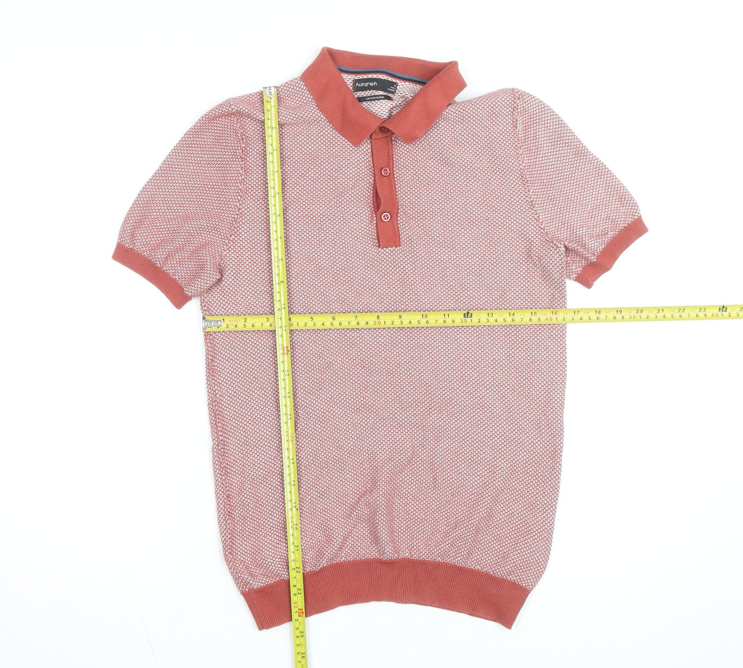 Marks and Spencer Autograph Men's Red Cotton Blend Polo Shirt M