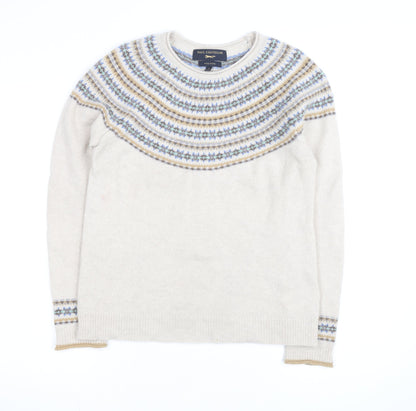 Paul Costelloe Women Beige Wool Blend Fair Isle Jumper Size M