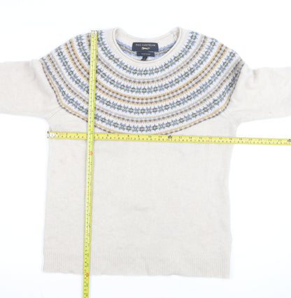 Paul Costelloe Women Beige Wool Blend Fair Isle Jumper Size M