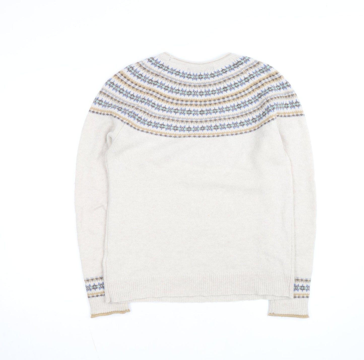 Paul Costelloe Women Beige Wool Blend Fair Isle Jumper Size M