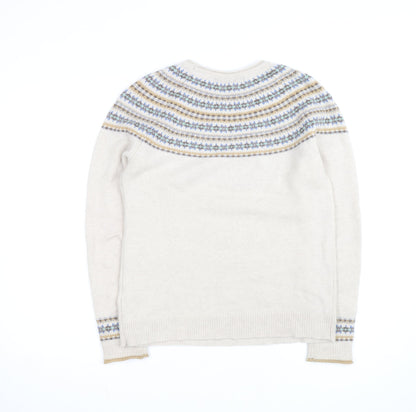 Paul Costelloe Women Beige Wool Blend Fair Isle Jumper Size M