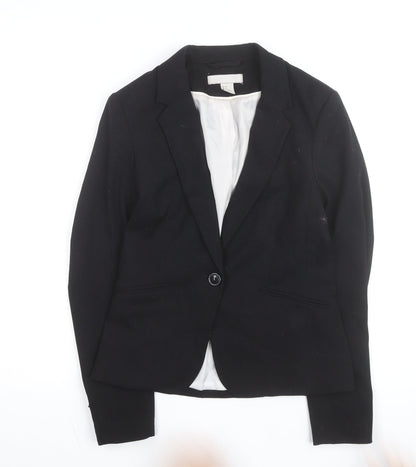 H&M Women Black Slim Fit Lined Blazer Size 6