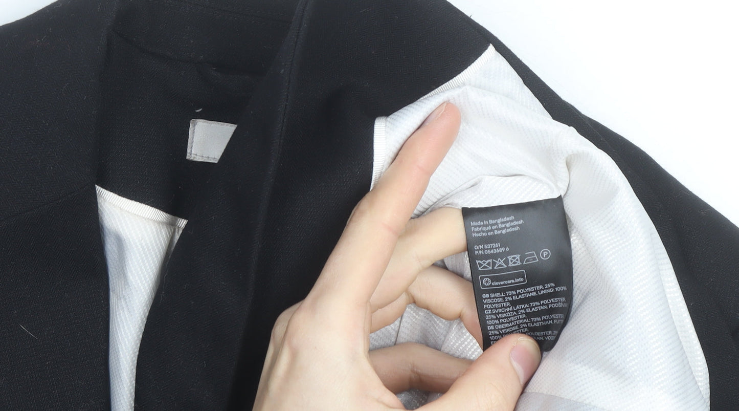 H&M Women Black Slim Fit Lined Blazer Size 6