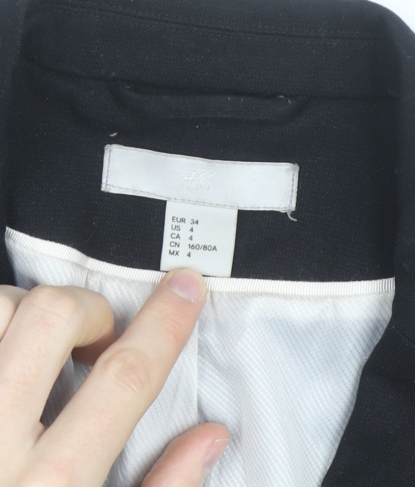 H&M Women Black Slim Fit Lined Blazer Size 6