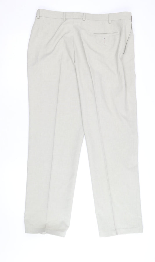 Marks and Spencer Men's Beige Linen Cotton Dress Pants 34W 32L Regular Fit